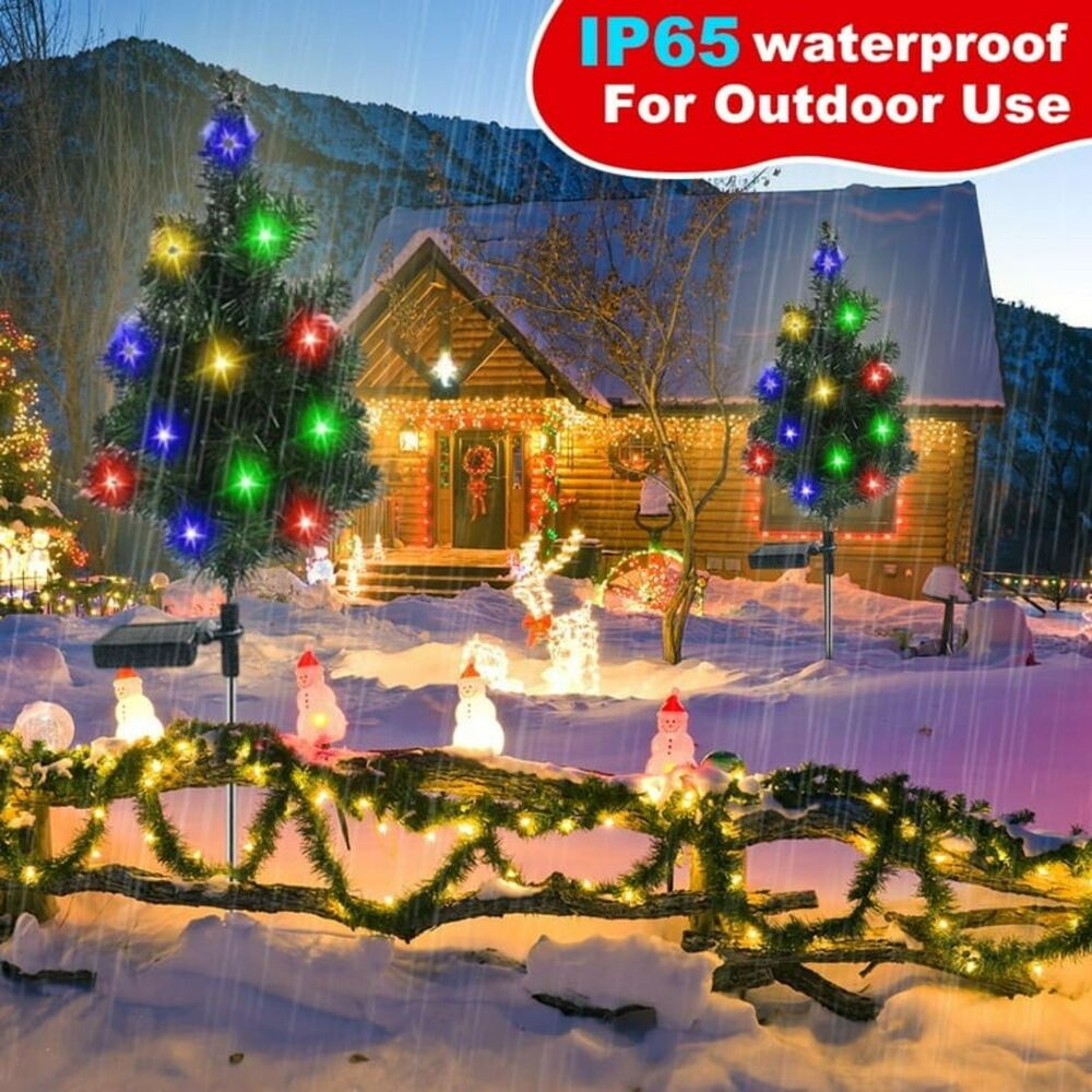 Set of 2 Solar Christmas Trees 16" NEW